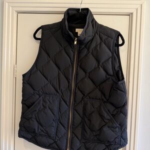 Black Quilted Vest with Gold Zipper